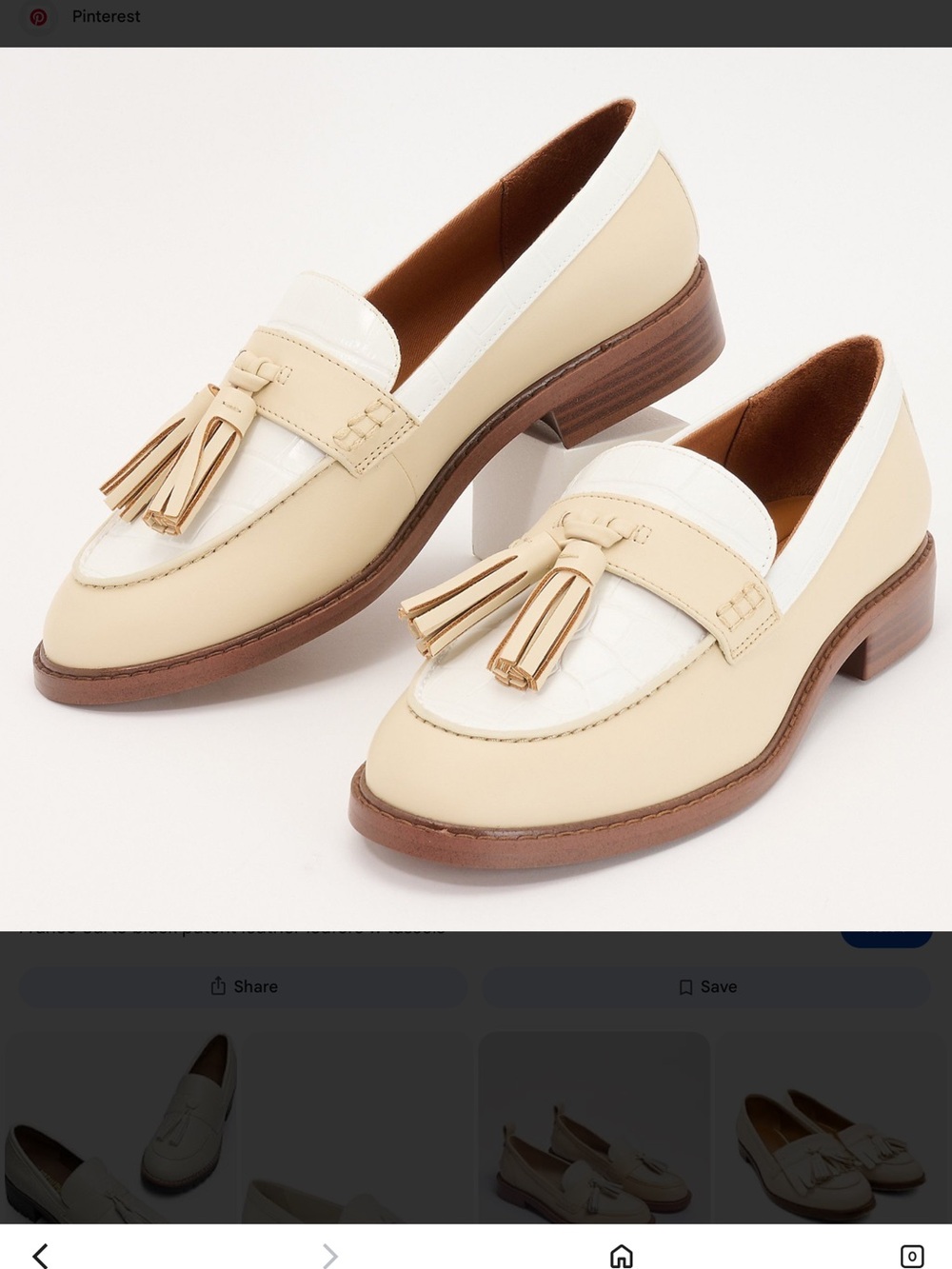Franco Sarto Cream and White Tassel Loafers